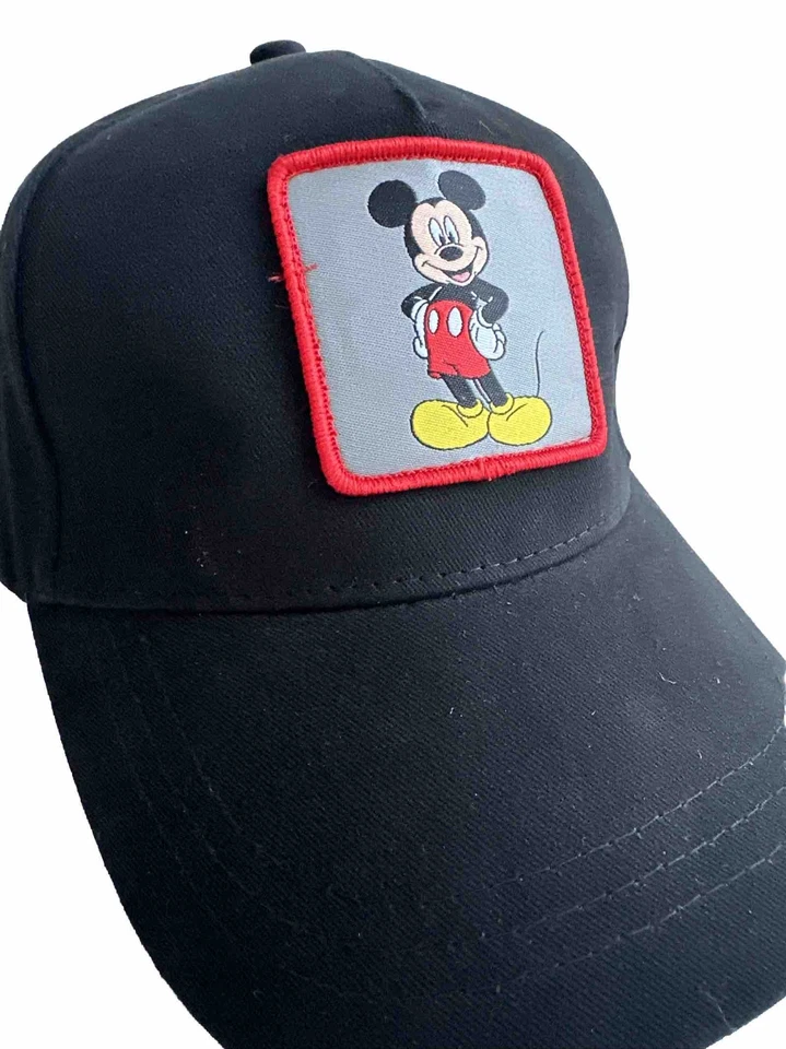 Disney Mickey Mouse Baseball Hat Unisex Black Cotton Patch Adjustable One Size