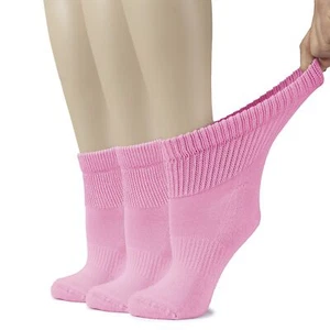 Women's Cotton Diabetic Ankle Socks Wide Loose & Stretchy Seamless Toe & Non ... - Picture 1 of 6