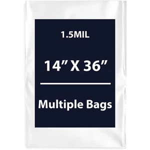 1,5 Mil 14" x 36" | LDPE Klar Flach Polybeutel, Flexibel & Langlebig | Mehrere Beutel - Bild 1 von 14