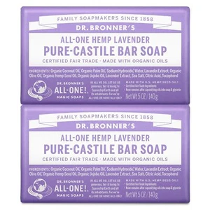 2-Pack 10oz Pure-Castile Bar Soap Lavender For Face Body Hair Sensitive Skin - Picture 1 of 1