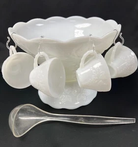 Anchor Hocking Milk White Punch Set ~ inklusive aller 27 Teile & dem Originalkarton - Bild 1 von 17