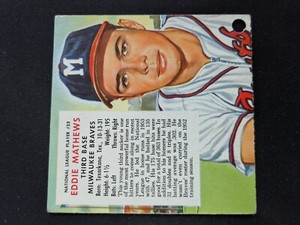 1954 Red Man All-Star Baseball Card # 23N Eddie Mathews HOF Milwaukee Braves (P)