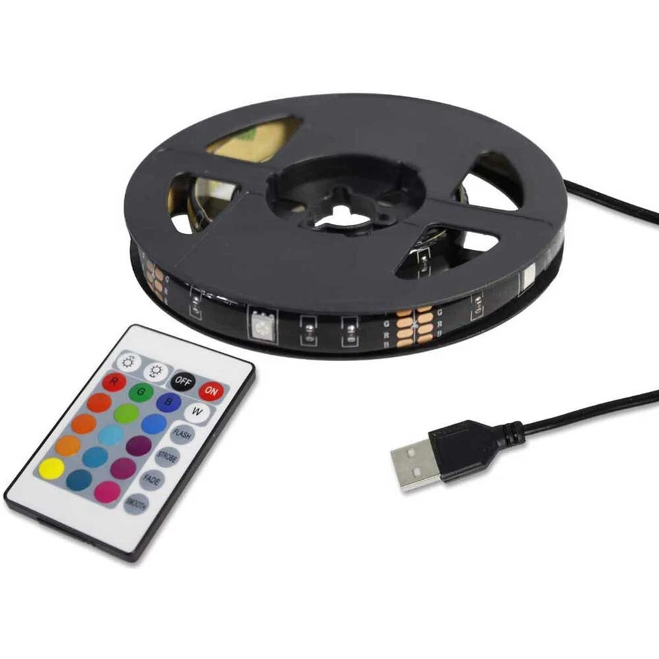 Striscia led per tv lcd 2 3 e 5 metri luce rgb usb strip televisore telecomando - Immagine 1 di 1