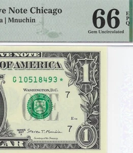 2017A 1 $ CHICAGO *STAR* ⭐️ FRN. PMG GEM Banknote Stempelglanz 66 EPQ - Bild 1 von 3