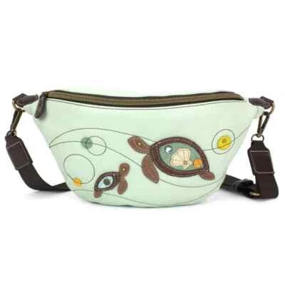 New Chala Crossbody Vegan Sling Fanny Pack Bag TWO TURTLES Convertible gift Blue - Image 1 of 4