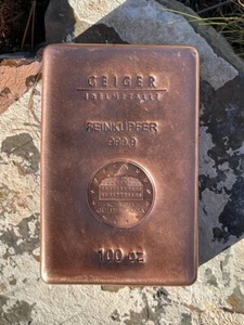 100 oz Pure Copper Bullion Bar - Geiger Edelmetalle Güldengossa Castle - 3110.35 - Picture 1 of 10