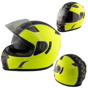 Motorbike Full Face Helmet Motorcycle Scooter Inner Sun Visor Touring Fluo - Bild 1 von 18