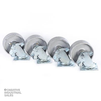 Ruedas giratorias de 6" x 2" freno de rueda semiacero 1200 libras cada herramienta de alta resistencia (4) Foto 1 de 2