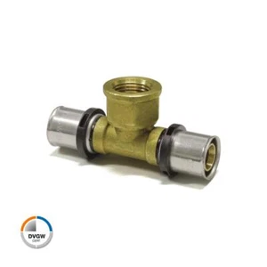 Press-T-Stück mit Innengewinde 20 x 2 - ½ - 20 x 2 mm DVGW TH-Profil Fittings - Bild 1 von 1