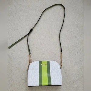 Michael Kors Bright Limeade Cindy Large Crossbody Bag with Center Stripe - Picture 1 of 16