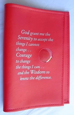 Narcotics Anonymous NA Basic Recovery Red Text Book Cover Coin Holder Medallion - Image 1 of 4