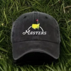 Gorra de béisbol Masters Golf Tournament negra aspecto envejecido ajustable nueva - Imagen 1 de 1