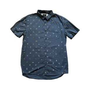 Quiksilver Boy's Button Down Short Sleeve Shirt Blue Patterned Size XL - Picture 1 of 7