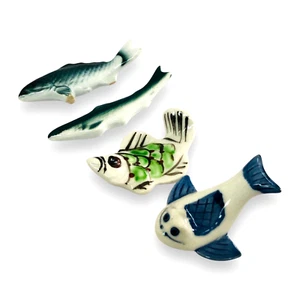 Japanese Chopstick Rest Holder 4P Set Fish Hashioki Ceramic Home Art Decor Japan - Picture 1 of 7