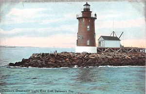 c.1910 Delaware Breakwater Light House Delaware Bay DE post card - Picture 1 of 2