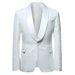 Men's 2 Pieces Business Suit Printed Groomsmen Floral Wedding Tuexdos Suit - Picture 1 of 20