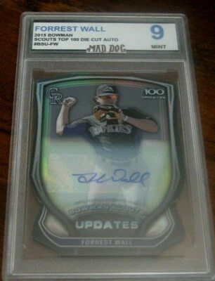 FORREST WALL Rookie AUTO****2015 Bowman SCOUTS TOP--MINT 9***ROCKIES--Mad DOG - Image 1 of 3