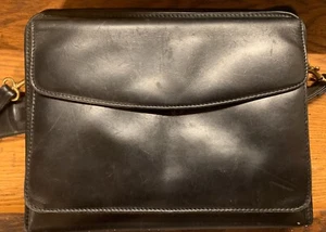 Franklin Quest Leather Crossbody Binder Planner Bag Black Leather - Picture 1 of 10