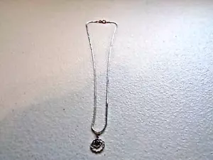 925 Silver twisted design and red stone pendant and chain.Chain 16ins. Used VGC. - Picture 1 of 18