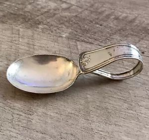 Cucchiaio bambino argento sterling manico curvo neonato 3,5 pollici - Foto 1 di 7