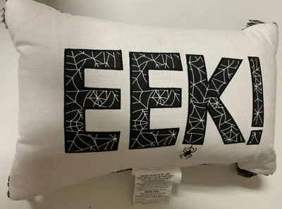 🕸️ Hyde & Eek!- Halloween EEK! Decorative Pillows Black & White 12" x 18"👇 - Image 1 of 3