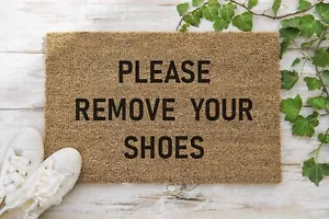 Schablone Kokos Türmatte 70 x 40 Bitte Schuhe ausziehen innen Kokosnuss - Bild 1 von 5