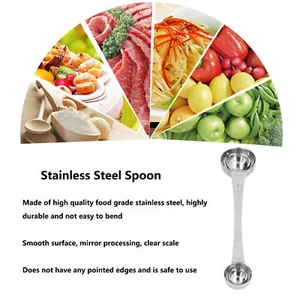 Coffee Scoop With Scale Length Double End Measuring Spoon Stainless Steel US - Picture 1 of 24