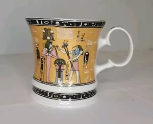F.M & Co Fine Royal Porcelain Egyptian Fathi Mahmoud Gold Hieroglyph Mug Tasse - Bild 1 von 6