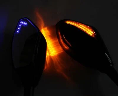 Motorcycle Mirrors With LED Turn Signals For Kawasaki Ninja ZX11 ZX14 ZX10R ZX6R - Image 1 of 4