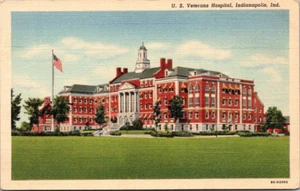 U.S. Veterans Hospital Indianapolis Indiana Exterior View Linen Postcard - Picture 1 of 2