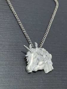 Vintage Charisma Pewter Unicorn Pendant Necklace - Picture 1 of 5