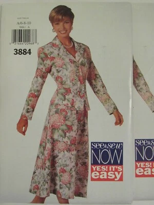 OOP BUTTERICK 3884 MS/MP Loose Top & Flared Skirt PATTERN 6-8-10/18-20-22 UC - Image 1 of 3