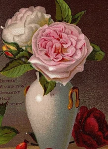 1880er Jahre Ricksecker's Parfums Seife Gesichtspuder Urne gefüllt mit Rosen - Bild 1 von 4