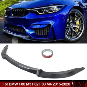 For BMW M3 F80 M4 F82 F83 2015-20 CS Style Front Splitter Lip Carbon Fiber Look - Picture 1 of 18
