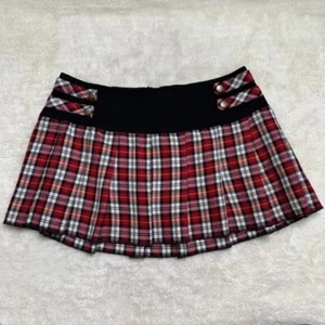 Tripp NYC Women’s Red Black Plaid Pleated Mini Skirt Size Large - Picture 1 of 13