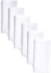 D'Moksha Homes 100% Pure Flax Linen White 20 X 20 Inch Dinner Napkins - Set of 6 - Picture 1 of 5