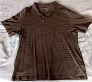Van Heusen Polo Shirt Men's Size X Large Brown Check Short Sleeve Collard - Picture 1 of 9