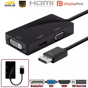 DisplayPort DP 1.2a to 4K HDMI DVI Dual Link VGA Passive Adapter Converter Black - Picture 1 of 4