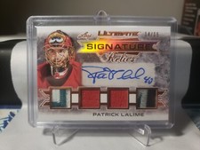 2020 LEAF ULTIMATE BRONZE SIGNATURE RELICS QUAD PATCH AUTO PATRICK LALIME 14/15 