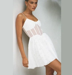 SABO SKIRT White Mini Dress SALITA Sz S RRP $98 NEW WITH TAGS BNWT Broderie - Picture 1 of 17