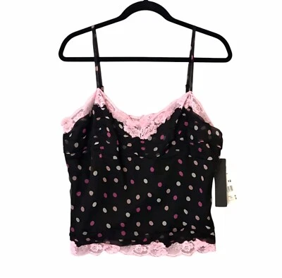 VTG 90’s Y2K ECI New York 100% Silk Babydoll Cami Top NWT Dots Coquette Sz 12 - Image 1 of 4