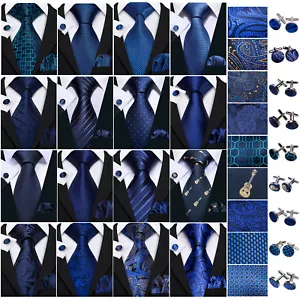 Men's Tie Silk Ties Mens Necktie Pocket Square Cufflinks Set Hankie Cufflinks UK - Picture 1 of 195