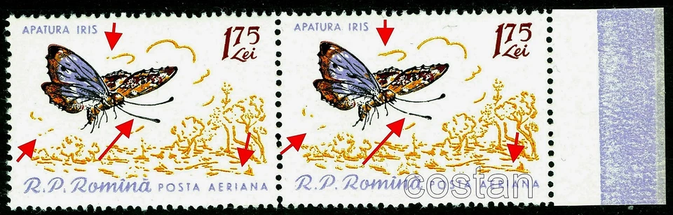 1960 Butterfly, Purple Emperor, Apaturair, Mariposas, Rumania, 1923, MNH, ERROR/2 Foto 1 de 1
