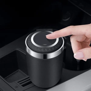 Car Ashtray w/ Lid Smell Proof Stainless Steel Blue LED Ashtray Cup Accessories. - Picture 1 of 7