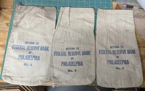 Lot 3 Vintage Federal Reserve Bank of Philadelphia, Nr. 4 Canvas Taschen - Bild 1 von 2