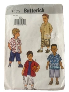 Shirt Shorts Butterick Schnittmuster 3475 Jungen 6 7 8 Sommer UC FF Knopfleiste Neu - Bild 1 von 2