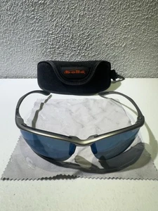 BOLLE KICKER 10096 SPORTS WRAP HALF RIM BLACK FRAME BLUE LENSE SUNGLASSES JAPAN - Picture 1 of 7