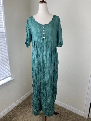 Vestido midi de seda 12 de colección para mujer Cottagecore Ballet Regencia Imperio cintura verde azulado Foto 1 de 4