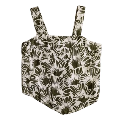 Nicole Farhi Vest Tank Top Women L Beige Khaki Linen Camisole Ruched Lightweight - Image 1 of 4