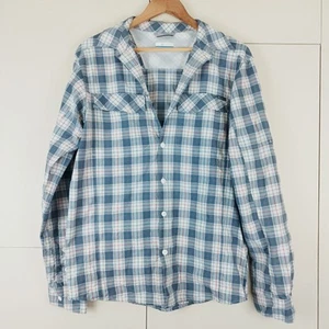 Camisa Columbia Omni Sombra Protección Solar Azul Cuadros Manga Larga Pequeña Senderismo - Imagen 1 de 8
